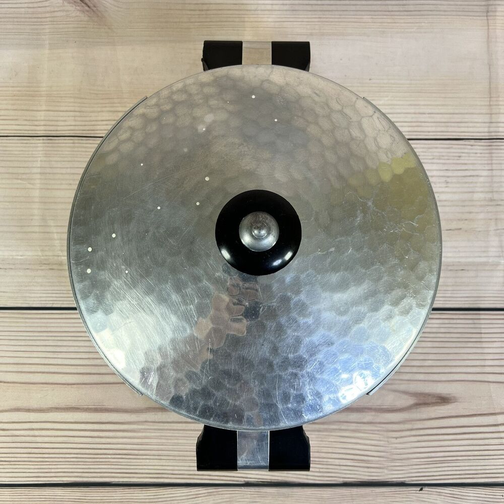 Vintage Puralum Italy Hammered Aluminum Casserole Dish Server w/Lid 8" MCM Retro - Picture 3 of 16